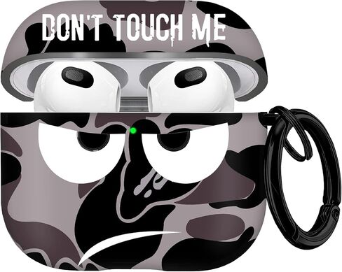 for Airpods 3 Case 2021, Don't Touch Me for Airpods Cover with Keychain Soft Cute Shockproof Cover for Women Men Compatible with for Airpods 3 Charging Case -Black in Saudi Arabia