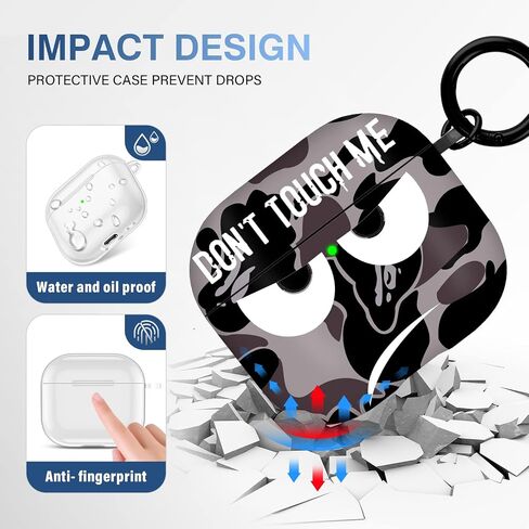 for Airpods 3 Case 2021, Don't Touch Me for Airpods Cover with Keychain Soft Cute Shockproof Cover for Women Men Compatible with for Airpods 3 Charging Case -Black in Saudi Arabia