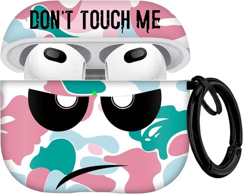 for Airpods 3 Case 2021, Don't Touch Me for Airpods Cover with Keychain Soft Cute Shockproof Cover for Women Men Compatible with for Airpods 3 Charging Case -Black in Saudi Arabia