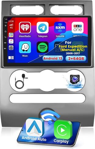 راديو ستيريو للسيارة Hi-Fi 2+64G Android 13 لسيارة Ford Expedition 2006-2017 (مكيف الهواء اليدوي)، شاشة لمس عالية الدقة مقاس 9 بوصات مع Apple CarPlay Android Auto اللاسلكي، كاميرا احتياطية AHD، وصلة مرآة، GPS، WiFi in Saudi Arabia