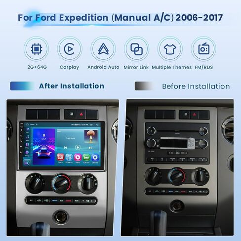 راديو ستيريو للسيارة Hi-Fi 2+64G Android 13 لسيارة Ford Expedition 2006-2017 (مكيف الهواء اليدوي)، شاشة لمس عالية الدقة مقاس 9 بوصات مع Apple CarPlay Android Auto اللاسلكي، كاميرا احتياطية AHD، وصلة مرآة، GPS، WiFi in Saudi Arabia