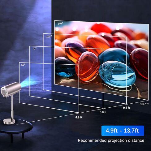 Unitedtime Mini Projector with WiFi and Bluetooth Support 1080p 4K Integrated 90°Adjustable Stand Height Adjustment Portable , Support HDMI, USB, PC, TV Box (Rose Gold) in Saudi Arabia