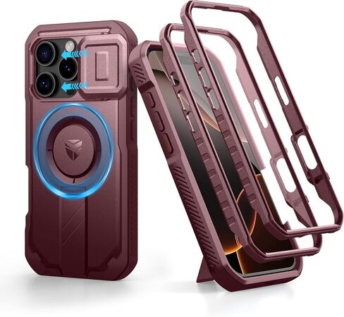 Dexnor for iPhone 16 Pro Case with Slide Camera Cover & Adjustable Kickstand & Built-in Screen Protector,Compatible with MagSafe Shockproof Bumper Cases Heavy-Duty Mangetic Protective Cover,Black in Saudi Arabia
