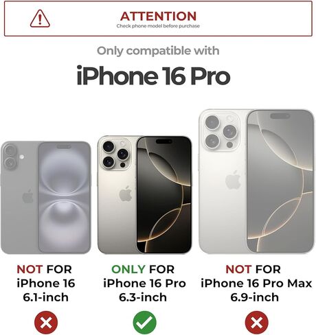 حافظة Dexnor لهاتف iPhone 16 Pro مع غطاء كاميرا منزلق ومسند قابل للتعديل وواقي شاشة مدمج، متوافق مع حافظات MagSafe المقاومة للصدمات وغطاء واقٍ شديد التحمل، أسود in Kuwait