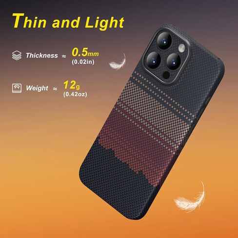 memumi Real Aramid Fiber for iPhone 16 Pro Max Case, [NO-case Feeling] Durable Sturdy Aramid Fiber with 0.5mm Slim Case for iPhone 16 Pro Max Thin and Minimalist in Carbon Fiber Design, Grey Black in Saudi Arabia