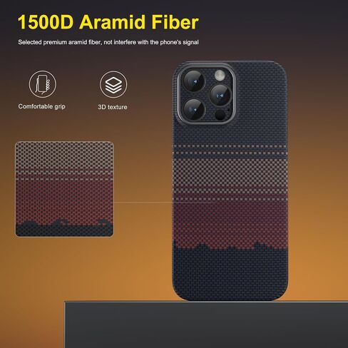 memumi Real Aramid Fiber for iPhone 16 Pro Max Case, [NO-case Feeling] Durable Sturdy Aramid Fiber with 0.5mm Slim Case for iPhone 16 Pro Max Thin and Minimalist in Carbon Fiber Design, Grey Black in Saudi Arabia