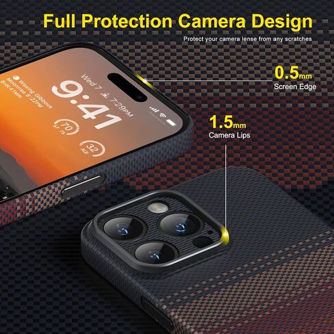 memumi Real Aramid Fiber for iPhone 16 Pro Max Case, [NO-case Feeling] Durable Sturdy Aramid Fiber with 0.5mm Slim Case for iPhone 16 Pro Max Thin and Minimalist in Carbon Fiber Design, Grey Black in Saudi Arabia