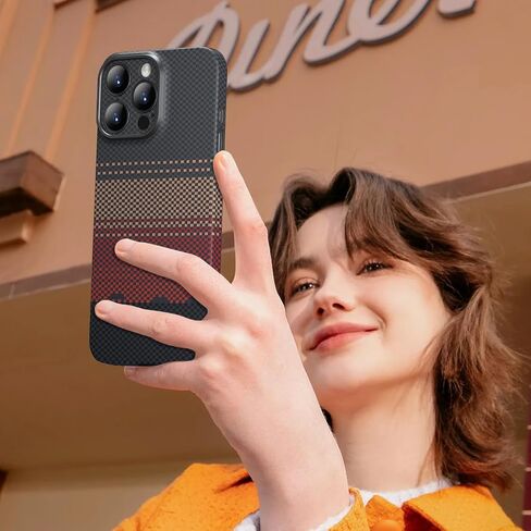 memumi Real Aramid Fiber for iPhone 16 Pro Max Case, [NO-case Feeling] Durable Sturdy Aramid Fiber with 0.5mm Slim Case for iPhone 16 Pro Max Thin and Minimalist in Carbon Fiber Design, Grey Black in Saudi Arabia
