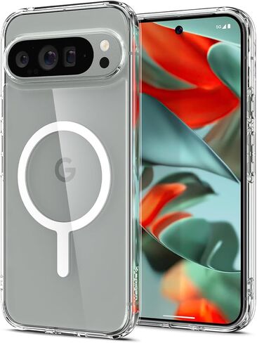 حلقة MagFit معدنية فائقة الهجين من Spigen مصممة لحافظة Pixel 9 Pro XL (2024) [مضادة للاصفرار] [حماية من الدرجة العسكرية] متوافقة مع MagSafe - أبيض in Saudi Arabia