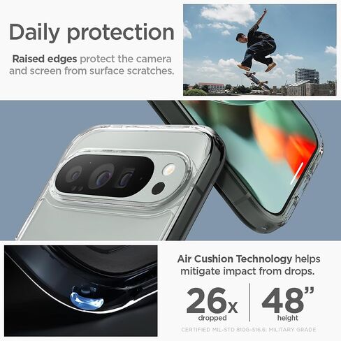حلقة MagFit معدنية فائقة الهجين من Spigen مصممة لحافظة Pixel 9 Pro XL (2024) [مضادة للاصفرار] [حماية من الدرجة العسكرية] متوافقة مع MagSafe - أبيض in Saudi Arabia