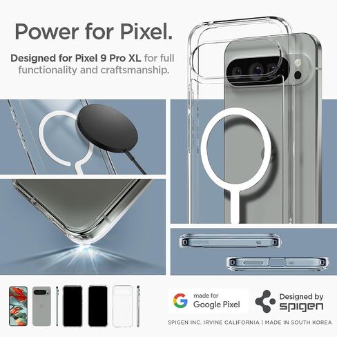 حلقة MagFit معدنية فائقة الهجين من Spigen مصممة لحافظة Pixel 9 Pro XL (2024) [مضادة للاصفرار] [حماية من الدرجة العسكرية] متوافقة مع MagSafe - أبيض in Saudi Arabia