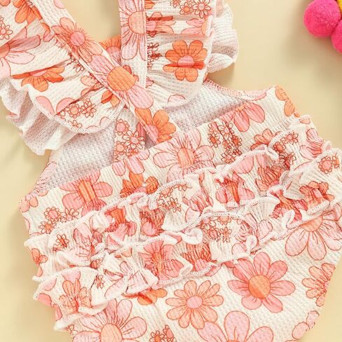 Ayalinggo Baby Girl Clothes 3 6 12 18 Months Newborn Daisy Overalls Waffle Romper Ruffle Bodysuit Summer One Piece Outfit in Saudi Arabia