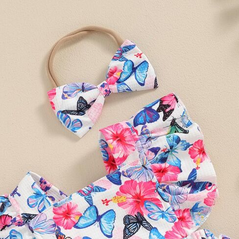 Ayalinggo Baby Girl Clothes 3 6 12 18 Months Newborn Daisy Overalls Waffle Romper Ruffle Bodysuit Summer One Piece Outfit in Saudi Arabia