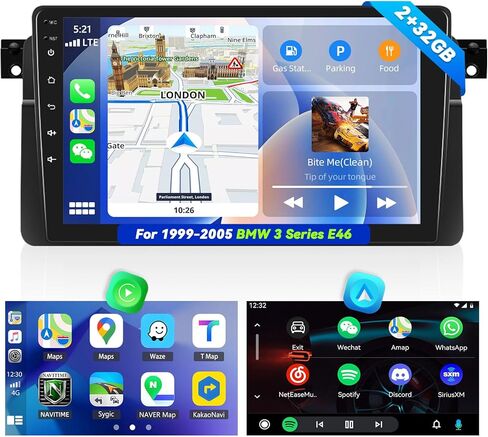CAMECHO Radio for 1999-2005 BMW 3 Series E46, Android 13 Car Stereo with Wireless Carplay Android Auto, 9" Touch Screen Car Radio with EQ Bluetooth GPS WiFi + AHD Backup Camera & MIC 2G+32G in Saudi Arabia