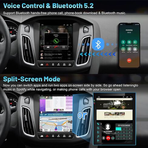ستيريو سيارة Android 12 لسيارة Ford Focus 2012-2018 2G RAM+32G ROM، 10.4 بوصة IPS شاشة تعمل باللمس راديو السيارة مع Carplay اللاسلكي/Android Auto، GPS، WiFi، Bluetooth، دعم Obd2/DVR/DSP in Kuwait