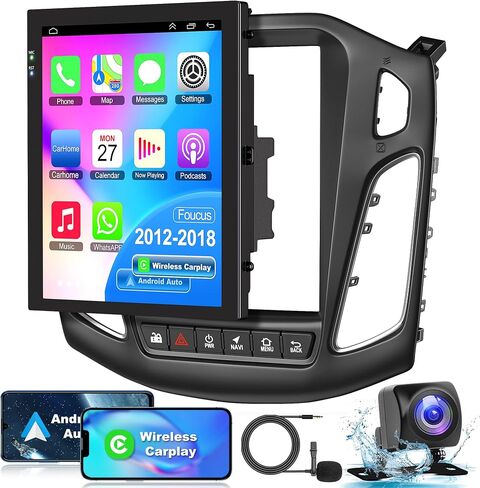 Android 12 Car Stereo for Ford Focus 2012-2018 2G RAM+32G ROM, 10.4 Inch IPS Touch Screen Car Radio with Wireless Carplay/Android Auto,GPS, WiFi, Bluetooth, Support OBD2/DVR/DSP in Saudi Arabia