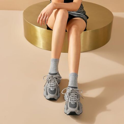 BEAU TODAY Platform Sneakers for Women, Womens Fashion Sneakers, Lace Up Chunky Leather Walking Sneakers, Comfortable Non-Slip Wide Width Casual Dad Shoes in Saudi Arabia