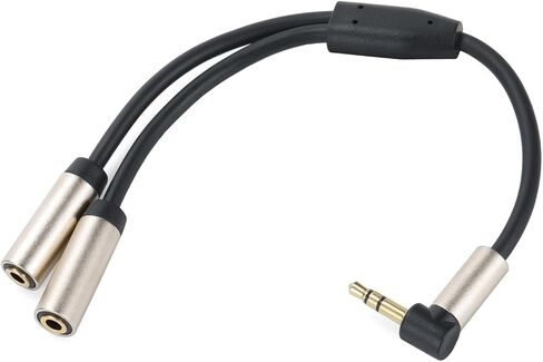Halokny Audio Splitter Cable,90 Degree Right Angle 3.5mm Male to 2 Female Jack Headphone Audio Stereo Y Splitter Adapter Cable for Tablets, MP3 Players (90 Degree Right Angle) in Kuwait