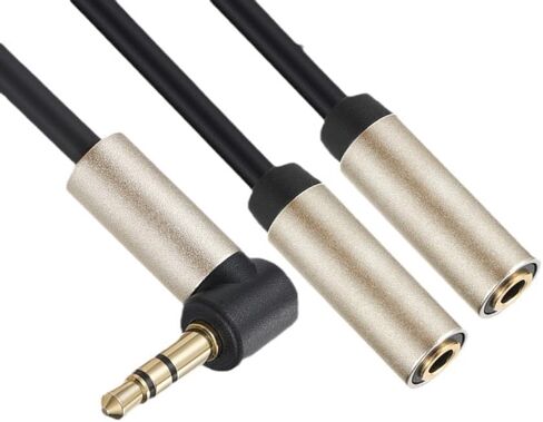 Halokny Audio Splitter Cable,90 Degree Right Angle 3.5mm Male to 2 Female Jack Headphone Audio Stereo Y Splitter Adapter Cable for Tablets, MP3 Players (90 Degree Right Angle) in Kuwait