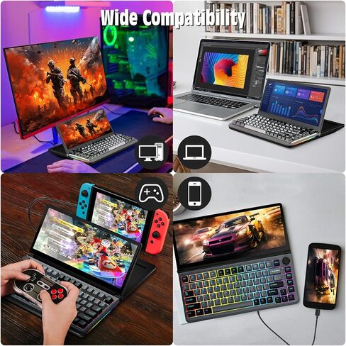لوحة مفاتيح ميكانيكية للألعاب تعمل باللمس - شاشة محمولة متعددة الوظائف مقاس 13 بوصة مع لوحة مفاتيح تعمل باللمس وشاشة USB/SSD قابلة للتوسيع RGB LED وإضاءة خلفية 82 مفتاح FN لنظام التشغيل Windows Mac Android in Kuwait