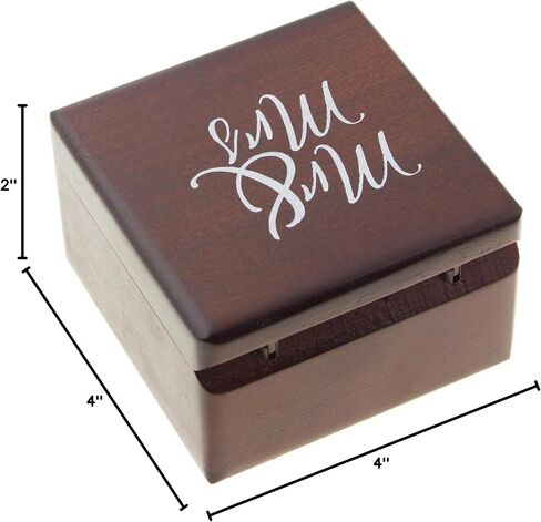 Ella Celebration Wood Ring Box for Wedding Ceremony Rustic Vintage Ring Bearer Box, Unique Engagement Ring Holder Boxes for Marriage, Mr & Mrs Decorative Boho Jewelry Favor Gift (Antique White) in Kuwait