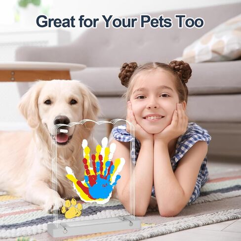 مجموعة بصمات اليد العائلية مع ضوء، مجموعة يد الطفل وبصمة القدم، هدايا عائلية للآباء الجدد، هدايا التبني، هدايا للأم الجديدة، تذكار عائلي من الحرف الخشبية DIY، دهانات غير سامة (أبيض) in Kuwait