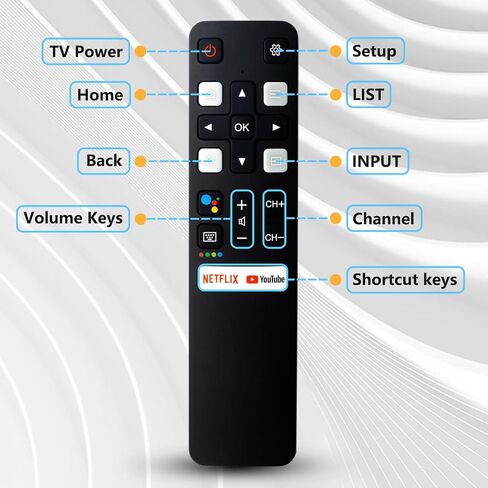(عبوة من 2) جهاز تحكم عن بعد بديل لـ RC802V FNR1 مع Netflix YouTube Hot Keys 32S6500A 65P8S 65P8 in Saudi Arabia