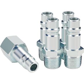 1/2" Air Hose Fittings Set, High Flow 4PCS I/M Industrial Type 1/2 Inch NPT Male Threads Size Plugs and 1PC Female Air Plug, Steel Air Compressor Accessories Quick Connect Fittings 300PSI