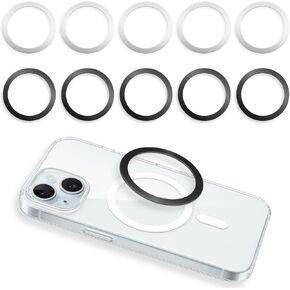 simarro 10Pcs Magnetic Ring for Phone Case, Magnetic Phone Ring Ultra-Thin Universal Metal Rings Sticker Magnetic Wireless Charging Ring Car Charger Conversion Accessories