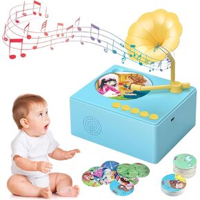 Kids Gramophone - Educational Music Player, Interactive Learning Toy with 96 Cards, Montessori Toy ，Perfect for Boys & Girls Aged 3+ (Pink)