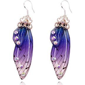 QzxEqz Butterfly Wing Drop Dangle Earrings Crystal Fairy Wing Earrings for Women Girls Jewelry Wedding