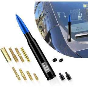 1 PC Car Bullet Antenna, American Flag Technology Metal Texture Personalized Antenna, Signal Receiving Modification Accessories, Compatible with Ford F150 Wrangler Jeep Chevrolet (Blue)