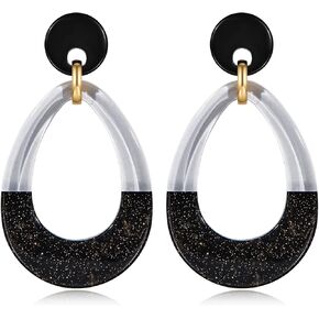 COORWEEL Oversize Acrylic Dangle Earrings for Women Large Green Black Geometric Acrylic Statement Earrings for Party Vacation