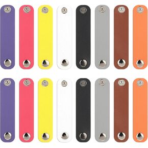 16 Pcs Leather Cord Organizer,8 Colour Cable Organizer for Travel,PU Leather Reusable Cable Straps Clips Cord Keeper,Cable Ties,Cable Straps,Cord Wraps for Charging Cords