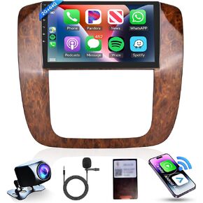2+64G Android Car Radio Stereo for GMC Chevrolet Yukon Sierra Tahoe Silverado Suburban 2007-2013 with Wireless Carplay Android Auto, 9'' Touchscreen Head Unit WiFi GPS Bluetooth FM RDS EQ Rear Camera