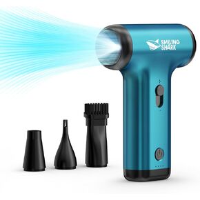 منفضة هواء مضغوطة من Smileing Shark، مبتكرة 150000 دورة في الدقيقة، سرعة 5Kpa USB، منفضة هواء كهربائية قابلة لإعادة الشحن للاستخدام في الهواء الطلق/التخييم/إشعال الحرائق/التبريد الرياضي/مجفف نفخ للحيوانات الأليفة، JF-01 (أسود)