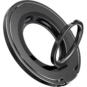 EWA MagOne Ultra (Ring Edition) Phone Grip Stand with Replaceable Metal Finger Ring, Removable Magnetic Ring Holder Kickstand Loop, Double-Sided Magnetic Accessories for Phone-Black