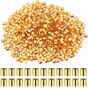 500Pcs Crimp Tubes Crimping Beads for Jewelry Making, Crimp Tube Beads, Bead Stopper Tube Column Stoppers, Crimp Beads Cord End Tube, Crimping Tube Accessories for DIY Jewelry Making(Silver)