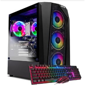 كمبيوتر الألعاب AQ30 Tower Desktop - معالج Ryzen 7 حتى 4.10 جيجا هرتز، 32 جيجا بايت DDR4 RAM 1 تيرابايت SSD، Radeon RX 580 8 جيجا GDDR5 HDMI، WiFi، Windows 11 Pro in Kuwait