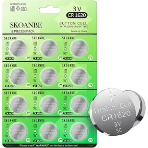 SKOANBE 12 Pack CR1620 3V Lithium Battery for Car Remote Key Fob
