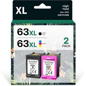 Remanufactured 63XL Ink Cartridge Combo Pack Replacement for HP OfficeJet 3830 4650 4655 5255 5258 5200 Envy 4510 4520 DeskJet 1110 3630 Printer (1 Black,1 Tri-Color)