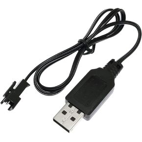 Maxmoral 1PC USB Charger Power Adapter Cable for 4.8V NiCd or NiMH Battery 1:18 4WD Off Road Car Vehicle SM 2P USB 4.8V 2