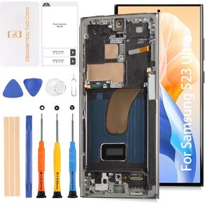 for Samsung Galaxy S23 Ultra 5G S918 6.78" OLED LCD +Phantom Black Frame (Not OEM 6.8") LCD Screen Display Replacement Touch Digitizer Assembly Kit S918B S918U S918W S918U1