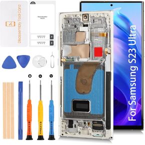 لهاتف Samsung Galaxy S23 Ultra 5G S918 6.78 بوصة OLED LCD + إطار أسود فانتوم (وليس OEM 6.8 بوصة) شاشة LCD بديلة تعمل باللمس مجموعة محول رقمي S918B S918U S918W S918U1