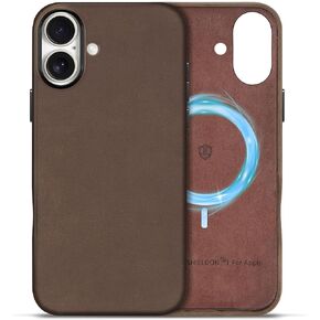 SHIELDON Case for iPhone 16 Pro Max 6.9", Genuine Leather Slim Magnetic Wireless Charging Non-Slip Anti-Scratch Shock-Absorbent Case with Metal Button Compatible with iPhone 16 Pro Max - Nappa Black