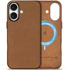 SHIELDON Case for iPhone 16 Pro Max 6.9", Genuine Leather Slim Magnetic Wireless Charging Non-Slip Anti-Scratch Shock-Absorbent Case with Metal Button Compatible with iPhone 16 Pro Max - Nappa Black