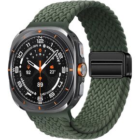Adjustable Magnetic Bands Compatible with Samsung Galaxy Watch Ultra Band 47mm,Soft Breathable Stretchy Nylon Braided Sport Loop Wristband Replacement Strap for Women Men