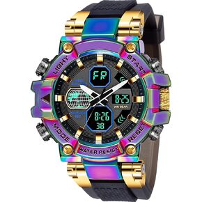 SMAEL Mens Colorful Outdoor LED Digital Watch Waterproof Tactical Army Wrist Sports Watches for Men Military 8027 in Kuwait