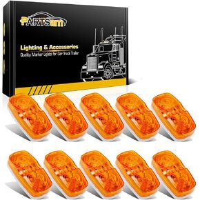 Partsam 10Pcs 4" Inch Double Bubble Bullseye Red 10 Led Side Marker Light, Sealed Waterproof Rectangular Rectangle Tiger eye Clearance Lights for RV Truck Trailer Camper, Surface Mount