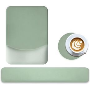 Ergonomic Mouse Pad with Wrist Rest, Gel Keyboard Wrist Rest and Memory Foam Wrist Rest for Computer Keyboard, Typing Pain Relief, Non-Slip Base Rectangular Mousepad for Gaming, Office, Home, Green